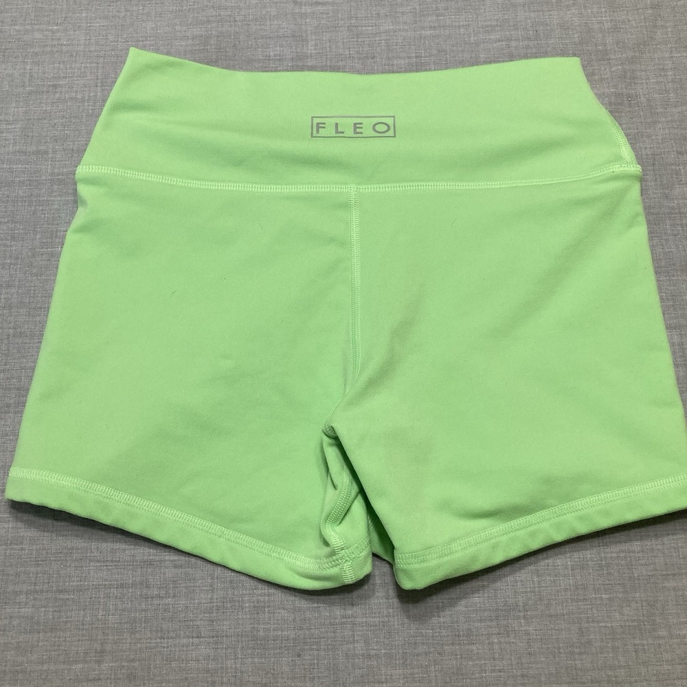 Fleo High Waist Workout Shorts Women's Medium Green Athletic Gym Training